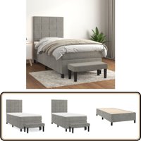 Boxspringbett mit Matratze Hellgrau 90x200 cm Samt - Boxspringbett - Samtbett - Doppelbett - Bett Mit Matratze - Schlafsystem von VIDAXL