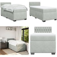 Boxspringbett mit Matratze Hellgrau 90x200 cm Samt - Vidaxl Boxspringbett mit Matratze Hellgrau 90x200 cm Samt - Vidaxl von VIDAXL