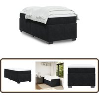 Boxspringbett mit Matratze Schwarz 100x200 cm Samt - Samtbett - Boxspringbett - Doppelbett - Schlafzimmermöbel - Luxusbett von VIDAXL