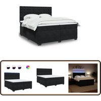 Boxspringbett mit Matratze Schwarz 200x200 cm Samt - Boxspringbett - Doppelbett - Samtbett - Samt - Massivholzbette von VIDAXL