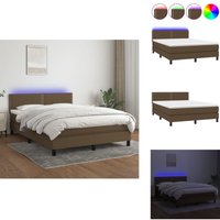 Vidaxl - Boxspringbett mit Matratze & led Dunkelbraun 140x200 cm Stoff - Boxspringbett - Doppelbett - Lattenrost - Bettsofa - Massivholzmöbel Vidaxl - Boxspringbett mit Matratze & led Dunkelbraun 140x200 cm Stoff - Boxspringbett - Doppelbett - Lattenrost - Bettsofa - Massivholzmöbel von VIDAXL