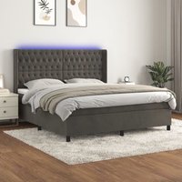 Boxspringbett mit Matratze & led Dunkelgrau 160x200 cm Samt Vidaxl Boxspringbett mit Matratze & led Dunkelgrau 160x200 cm Samt Vidaxl von VIDAXL