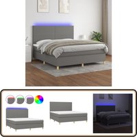 Boxspringbett mit Matratze & led Dunkelgrau 180x200 cm Stoff - Boxspringbett - Doppelbett - Liegefläche 180x200 Cm - Bettrahmen - Matratze von VIDAXL