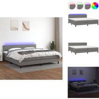 Boxspringbett mit Matratze & led Dunkelgrau 200x200 cm Stoff - Boxspringbett - Doppelbett - Schlafsystem - Lattenrost - Bettsofa von VIDAXL