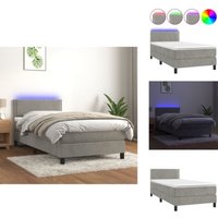 Boxspringbett mit Matratze & led Hellgrau 100x200 cm Samt - Boxspringbett - Doppelbett - Samtbett - Luxusbett - Bettrahmen von VIDAXL