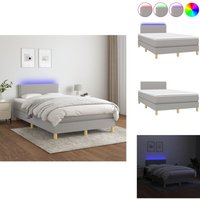 Boxspringbett mit Matratze & led Hellgrau 120x200 cm Stoff - Boxspringbett - Doppelbett - Schlafraumgestaltung - Bettenausstattung - Lattenrost von VIDAXL