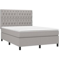 Boxspringbett mit Matratze & led Hellgrau 140x190 cm Stoff Vidaxl von VIDAXL