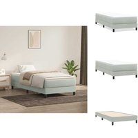 Boxspringbett ohne Matratze Hellgrau 90x220 cm Samt - Boxspringbett - Boxspringbetten - Bett - Schlafzimmermöbel von VIDAXL