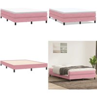 Boxspringbett ohne Matratze Rosa 140x210 cm Samt - Vidaxl Boxspringbett ohne Matratze Rosa 140x210 cm Samt - Vidaxl von VIDAXL