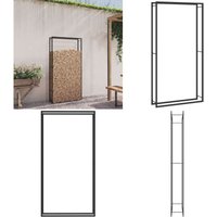 Brennholzregal Mattschwarz 110x28x214 cm Stahl - Brennholzregal - Kaminholzlagerung - Stahl Regal - Outdoor Regalsystem - Wetterfest - Home & Living von VIDAXL
