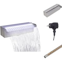 Brunnen & Wasserfälle - Living Pool-Wasserfall Fontäne mit LEDs Rechteckig Edelstahl 30 cm von VIDAXL