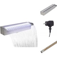 Vidaxl - Brunnen & Wasserfälle - Living Pool-Wasserfall Fontäne mit LEDs Rechteckig Edelstahl 45 cm - Silber von VIDAXL