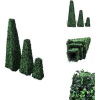 Buchsbaum-Set 3 tlg. Künstlich Formschnitt Pyramide - Formschnitt-Buchsbaum - Kunstpflanzen - Grün - Dekorative Pflanzen - Gartenplastik von VIDAXL