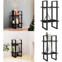 Bücherregal 2 Böden Schwarz 40x30x70 cm Massivholz Kiefer - Bücherregal - Regal - Holzmöbel - Industrielles Design - Schwarz - Home & Living von VIDAXL