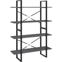 Bücherregal 4 Böden Grau 100x30x140 cm Massivholz Kiefer Vidaxl von VIDAXL