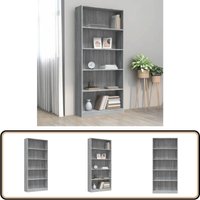 Bücherregal 5 Fächer Grau Sonoma-Eiche 80x24x175 Holzwerkstoff - Bücherregal - Regal - Holzmöbel - Wohnraumgestaltung - Eiche Dekor Bücherregal 5 Fächer Grau Sonoma-Eiche 80x24x175 Holzwerkstoff - Bücherregal - Regal - Holzmöbel - Wohnraumgestaltung - Eiche Dekor von VIDAXL