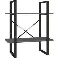 Bücherregal 2 Böden Grau 60x30x70 cm Massivholz Kiefer Vidaxl von VIDAXL