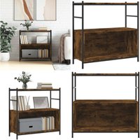 Bücherregal Räuchereiche 80x30x78,5 cm Holzwerkstoff und Eisen - BucheRegal - Industrielles Regal - Holzkasten - Aufbewahrungshelf - Raumgestaltung von VIDAXL