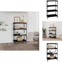 Bücherregal Schwarz 60x33x100 cm Holzwerkstoff und Stahl - BucheRegal - Industrielles Regal - Regal Schwarz - Regal Metall - Regal Holz von VIDAXL