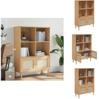 Vidaxl - Bücherschrank senja Rattan-Look Braun 90x35x130 cm Kiefernholz - Holzregal - Bücherregal - Kiefernholz - Wohnraumgestaltung - Regal Mit Türen von VIDAXL
