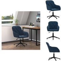 Bürostuhl Drehbar Blau Samt - Bürostuhl - Drehstuhl - Samtstuhl - Blau - Ergonomisch von VIDAXL