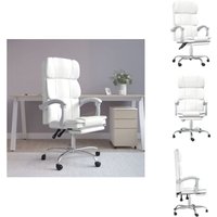Bürostuhl mit Liegefunktion Weiß Kunstleder - Bürostuhl - Schreibtischstuhl - Ergonomischer Stuhl - Arbeitsplatzstuhl - Gamingstuhl von VIDAXL