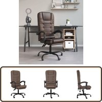 Bürostuhl mit Massagefunktion Braun Kunstleder - Massierender Bürostuhl - Ergonomischer Bürostuhl - Schreibtischstuhl - Arbeitsplatzsessel von VIDAXL