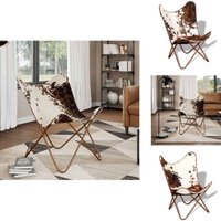 Vidaxl - Butterfly-Sessel Braun und Weiß Echtes Kuhfell - Butterfly Sessel - Vintage Sessel - Ledersessel - Designerstuhl - Wohnzimmersessel von VIDAXL