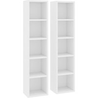 CD-Regale 2 Stk. Weiß 21x16x93,5 cm Holzwerkstoff Vidaxl Weiß von VIDAXL