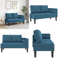 Vidaxl - Chaiselongue mit Kissen Blau Samt - Chaiselongue - Samtsofa - Relaxsessel - Lounge Sessel - Blau Sofa - Home & Living von VIDAXL