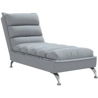 Chaiselongue mit Kissen Hellgrau Stoff Vidaxl von VIDAXL