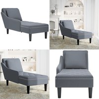 Chaiselongue mit Kissen und Rechter Armlehne Dunkelgrau Samt - Vidaxl von VIDAXL