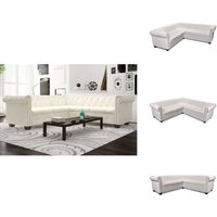 Chesterfield-Ecksofa 5-Sitzer Kunstleder Weiß - Eckcouch - Chesterfield Sofa - Leder Couch - Weisses Sofa - Lounge Möbel von VIDAXL