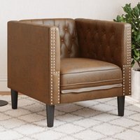 Chesterfield-Sessel Braun Kunstleder in Wildleder-Optik vidaXL von VIDAXL