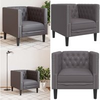 Chesterfield-Sessel Grau Kunstleder - Vidaxl von VIDAXL