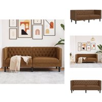 Chesterfield-Sofa 2-Sitzer Braun Kunstleder in Wildleder-Optik - Chesterfield-Sofa - Chesterfield Sofa - Chesterfield Möbel - Couch von VIDAXL