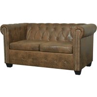 Vidaxl - Chesterfield-Sofa 2-Sitzer Braun Kunstleder 632583 von VIDAXL