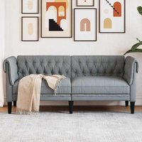 Chesterfield-Sofa 2-Sitzer Hellgrau Stoff - Vidaxl von VIDAXL