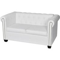 Chesterfield-Sofa 2-Sitzer Kunstleder Weiß Vidaxl von VIDAXL