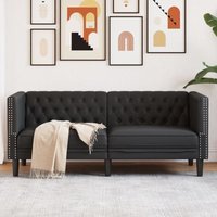 vidaXL Chesterfield-Sofa 2-Sitzer Schwarz Kunstleder von VIDAXL
