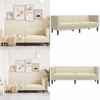 Vidaxl - Chesterfield-Sofa 3-Sitzer Creme Kunstleder von VIDAXL