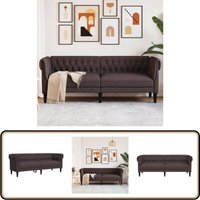 Chesterfield-Sofa 3-Sitzer Dunkelbraun Stoff - Chesterfield Sofa - Leder Sofa - Couch - Wohnzimmer Möbel - Sessel Chesterfield-Sofa 3-Sitzer Dunkelbraun Stoff - Chesterfield Sofa - Leder Sofa - Couch - Wohnzimmer Möbel - Sessel von VIDAXL