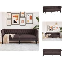 Chesterfield-Sofa 3-Sitzer Dunkelbraun Stoff - Chesterfield Sofa - Leder Sofa - Couch - Wohnzimmer Möbel - Sessel Chesterfield-Sofa 3-Sitzer Dunkelbraun Stoff - Chesterfield Sofa - Leder Sofa - Couch - Wohnzimmer Möbel - Sessel von VIDAXL