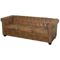 Chesterfield-Sofa 3-Sitzer Kunstleder Braun Vidaxl von VIDAXL