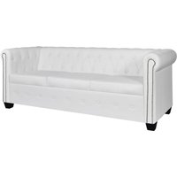 Chesterfield-Sofa 3-Sitzer Kunstleder Weiß vidaXL102522 von BONNEVIE