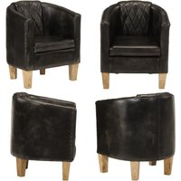 Clubsessel Grau Echtleder - Ledersessel - Lounge Chair - Esszimmerstuhl - Wohnzimmersessel - Designer Sessel - Home & Living von VIDAXL