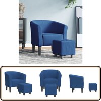 Clubsessel mit Fußhocker Blau Stoff - Sessel Blau - Couchtisch - Lounge Möbel - Gemütlicher Sessel - Bequemer Sessel Clubsessel mit Fußhocker Blau Stoff - Sessel Blau - Couchtisch - Lounge Möbel - Gemütlicher Sessel - Bequemer Sessel von VIDAXL