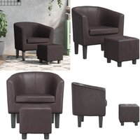 Clubsessel mit Fußhocker Braun Kunstleder - Clubsessel - Sessel - Lounge Chair - Lederlook - Braun - Home & Living von VIDAXL