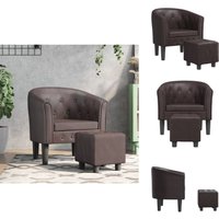 Clubsessel mit Fußhocker Braun Kunstleder - Moderner Sessel - Clubsessel - Lounge Chair - Polstersessel - Ledersessel von VIDAXL