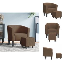 Clubsessel mit Fußhocker Braun Stoff - Sessel - Clubsessel - Lounge Chair - Beistelltisch - Couchtisch von VIDAXL